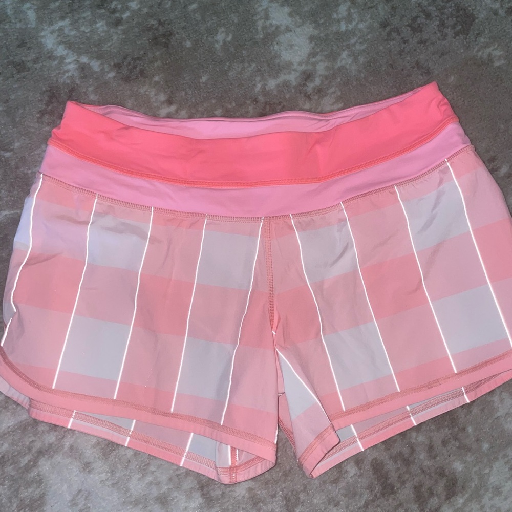 LuLuLemon Neon Pink Checkered Running Shorts